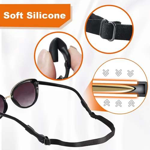 Miniatura 4 de SMARTTOP Correas ajustables para gafas, paquete de 6 correas sin cola, retenedor de gafas, soporte deportivo unisex para lentes de sol (8.2 pulgadas)
