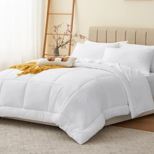 Miniatura 7 de CozyLux Juego de edredón de tamaño King blanco, 7 piezas de cama en una bolsa, edredón blanco tamaño King, juegos de ropa de cama para todas