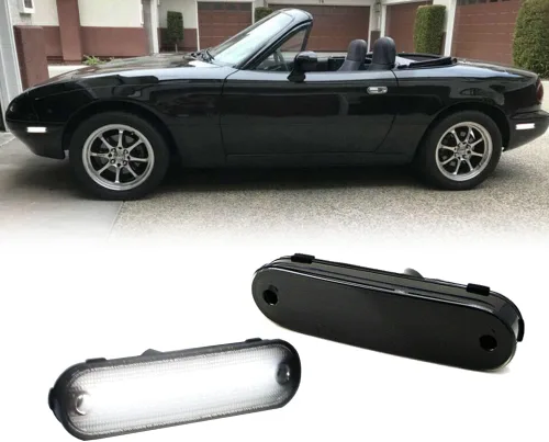 Miniatura 8 de Conjunto de carcasa de luz de marcador lateral de lente roja ámbar delantera y trasera compatible con lámpara de parachoques Fender Fender 1990-2005