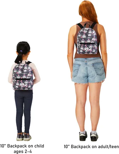 Miniatura 5 de Kuromi - Juego de mini mochila para niños, mochila Kuromi de piel sintética de 10 pulgadas con bolsillo frontal y botella de agua, paquete