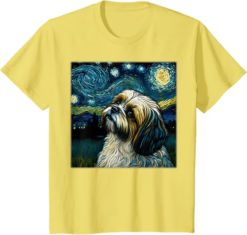 Miniatura 75 de Camiseta Surrealism Starry Night Shih Tzu Dog