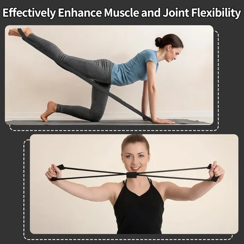 Miniatura 7 de DICYWUDI Kit esencial de pilates para mujeres caseras, equipo de pilates para entrenamientos, 6 bandas de resistencia de tela, anillo de yoga