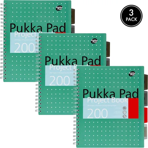 Miniatura 2 de Pukka Pad - Cuaderno de 5 materias, para escuela, trabajo, oficina, 3 unidades, 100 hojas premium de 2.82 oz/m² (80 gr/m²)
