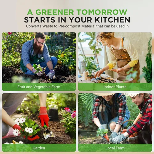 Miniatura 8 de Nutrichef Compostador eléctrico de cocina de 3 litros – Material orgánico de compostaje y restos de comida Papelera automática de abono para Gris