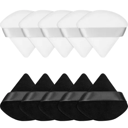Almohadillas de maquillaje triangulares para la cara, suaves, para polvos sueltos, polvos minerales y polvo corporal, herramienta de maquillaje, 10