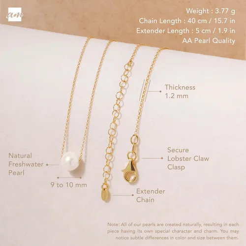 Miniatura 5 de Amberta Collar de perlas de agua dulce de plata de ley 925 para mujer