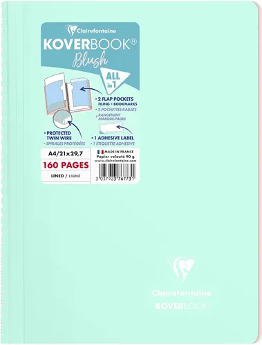 Miniatura 9 de Clairefontaine - Ref 961778C - Cuaderno con grapas Koverbook Blush (48 hojas) - Tamaño A5, regla rayada, papel de vitela cepillado de 3.17 oz/m²