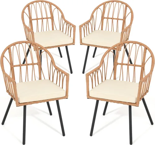 Miniatura 9 de YITAHOME Juego de muebles de mimbre para patio, sofá modular de 3 piezas para exteriores con mesa de luz solar, sofá para exteriores con cojines