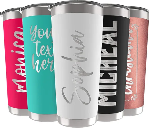 Miniatura 28 de Vasos personalizados, vaso de acero inoxidable de 20 onzas con tapa 13 diseños diferentes Tazas personalizadas de pared doble aisladas para café
