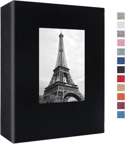 Vienrose - Álbum de fotos de 4 x 6 pulgadas, 100 páginas, cubierta de lino con ventana frontal, para bebés, bodas, familias, niños y aniversarios