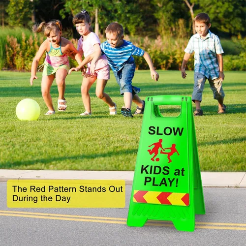 Miniatura 7 de Paquete de 2 señales de seguridad para niños en juego para la calle, señales de seguridad para niños en juego con cinta reflectante de 44.5 cm