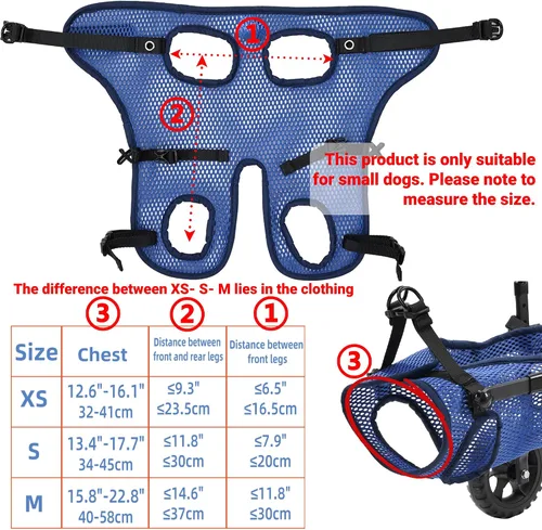 Miniatura 2 de Silla de ruedas ajustable para perros pequeños para patas traseras, rueda texturizada mejorada de 5.5 pulgadas, mascotas discapacitadas, soporte