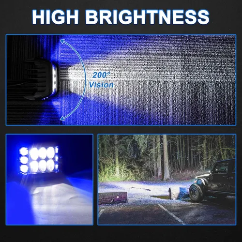 Miniatura 5 de Luces Pod Laterales Direccionales de 4 Pulgadas, Luces LED Estroboscópicas Azules de Cubo de Doble Cara para Granja, Tractor, Arado, Camión, Barco