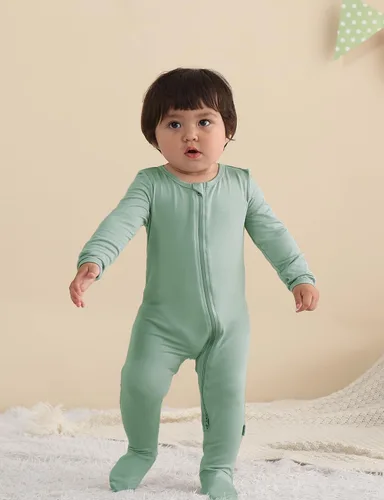 Miniatura 23 de Jimonda Pijama de bambú para bebé, unisex, para niños y niñas, de una pieza, manga larga, cierre de cremallera de 2 vías, mameluco