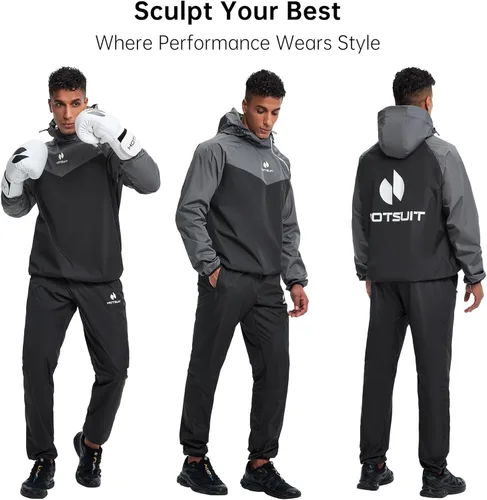 Miniatura 2 de HOTSUIT Traje de sauna para hombre, chaqueta de sauna, pantalón, gimnasio, entrenamiento, trajes de sudor