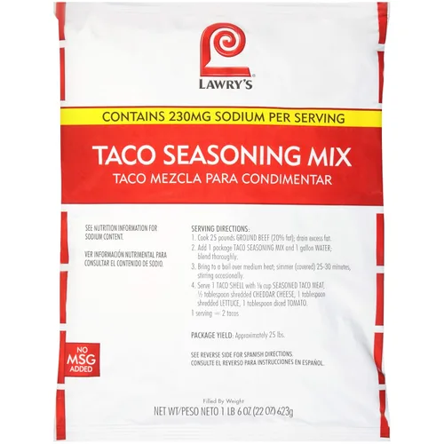 Miniatura 10 de Mezcla de condimento para tacos Lawry's, 9 oz - Un paquete de 9 onzas de mezcla de condimento para tacos, ideal para tacos de pollo, ternera