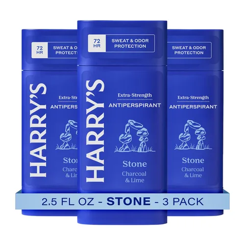 Harry's Desodorante antitranspirante extra fuerte, antitranspirante para control del sudor y el olor para hombres, piedra, 2.5 onzas, paquete de 3