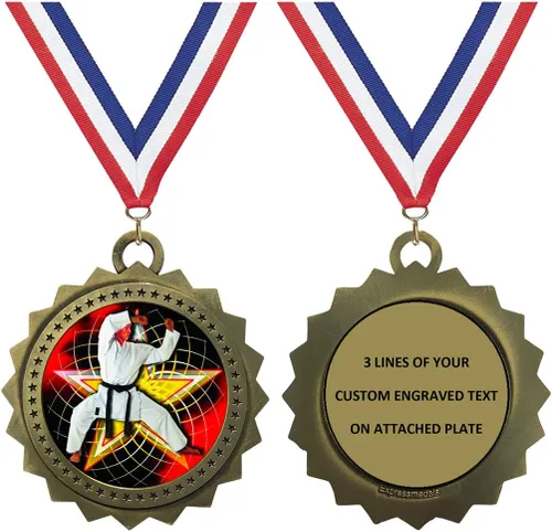 Miniatura 13 de Express Medals Various Styles 1 to 50 Pack of Engraved Gold Martial Arts Medals Trophy Award with Neck Ribbon Medal Trophies Gift Prize Karate