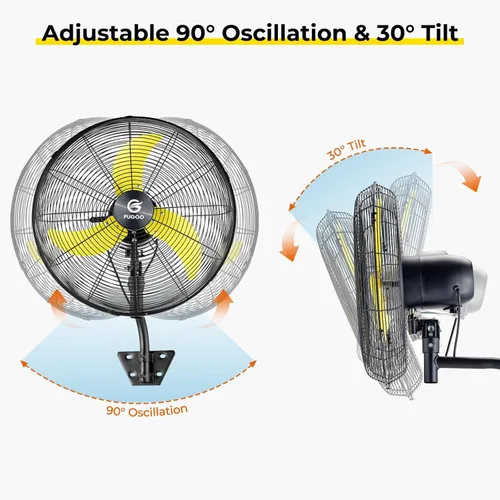 Miniatura 6 de FUGOO - Ventilador de pared industrial para exteriores con motor Eco BLDC de 30 pulgadas, potente flujo de aire 9800 CFM, 50%+ ahorro de energía