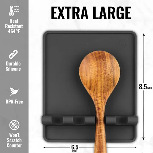 Miniatura 3 de Zulay - Soporte extragrande de silicona con bandeja antigoteo para múltiples utensilios de cocina, reposacucharas resistente al calor y sin BPA