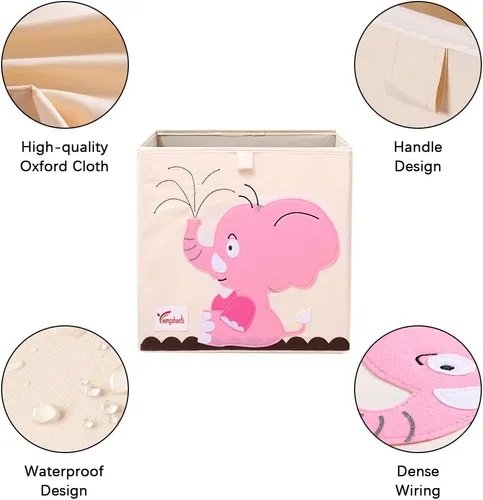 Miniatura 3 de SITAKE 2 cajas plegables de almacenamiento de juguetes de animales, contenedor organizador de almacenamiento plegable para niños, niños y niñas
