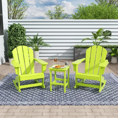 Miniatura 7 de WestinTrends Malibu - Sillas mecedoras Adirondack para patio al aire libre con juego de mesa auxiliar, lima