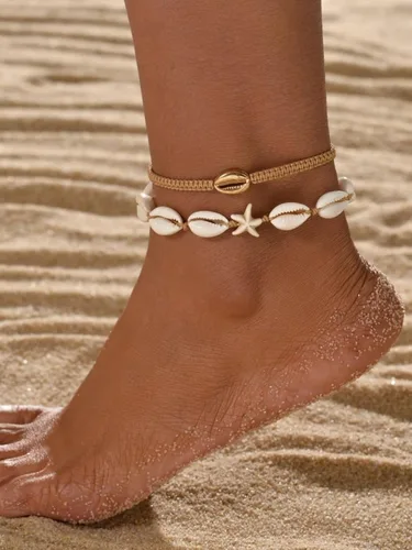 Miniatura 4 de Verdusa Juego de 2 pulseras de tobillo para mujer, cadena de tobillo ajustable, joyería para pies