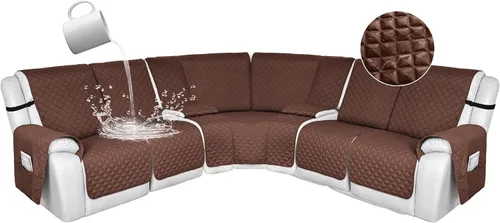 Miniatura 105 de HDCAXKJ Fundas de sofá seccional reclinable 100% impermeable, forma de L, funda de sofá reclinable lavable acolchada suave para mascotas, perro