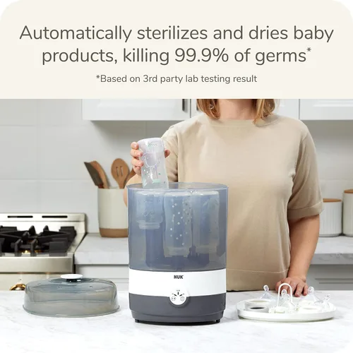Miniatura 2 de NUK Esterilizador y secador de biberones 2 en 1 - Esterilización eléctrica a vapor conveniente y segura, un esencial para recién nacidos rápido