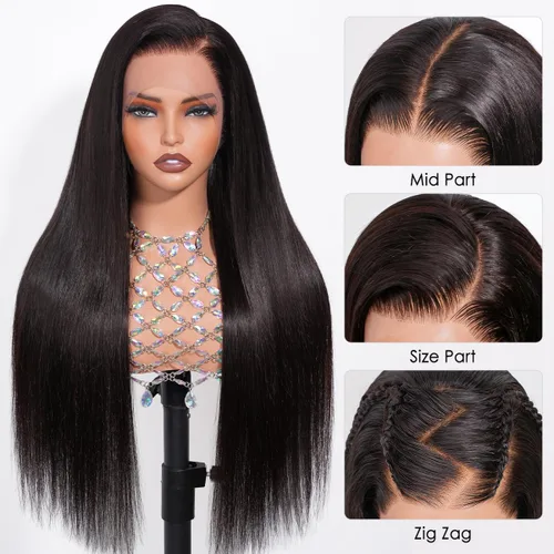 Miniatura 5 de Hermosa - Pelucas de cabello humano con encaje frontal HD de 13 x 4 pulgadas, prearrancadas con cabello de bebé, densidad 180, transparente, 9A