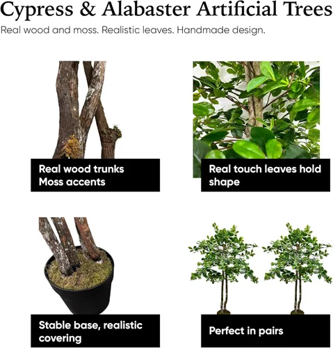 Miniatura 4 de Cypress & Alabaster Árbol artificial de hoja de olivo negro italiano hecho a mano de 4 pies con troncos de madera real de origen ético