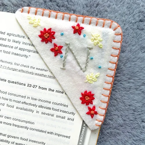 Miniatura 75 de Marcapáginas de esquina bordadas a mano personalizadas, Marcadores para mujeres, Marcador personalizado para los amantes de los libros, lindo Verde