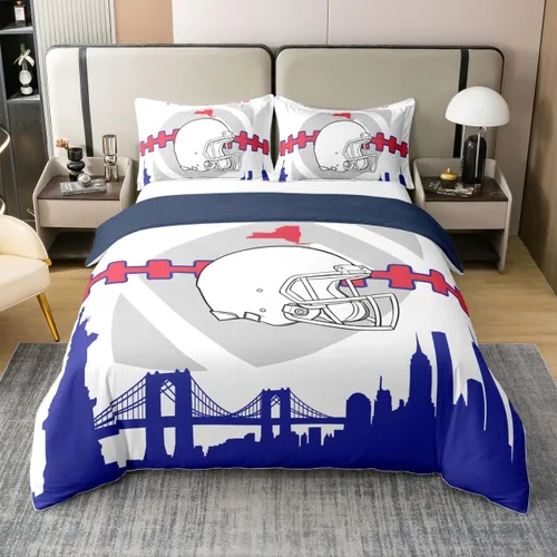 Miniatura 14 de Erosebridal Juego de funda de edredón de fútbol 100% algodón, para niños y niñas, funda de edredón, juegos de cama de rugby con 1 funda de almohada