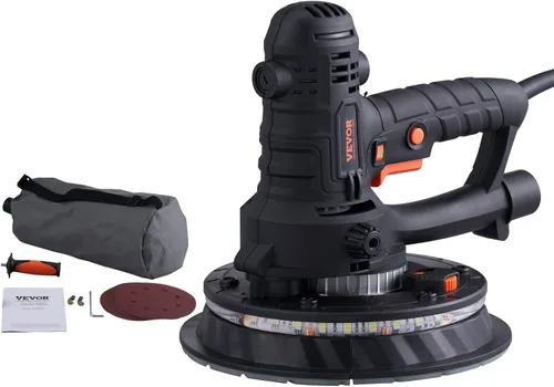 Miniatura 10 de VEVOR Lijadora de paneles de yeso 750W, lijadora eléctrica de velocidad variable 800-1750RPM, lijadora de paneles de yeso lijadora plegable