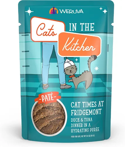 Weruva Cats in The Kitchen Slide N' Serve - Bolsas de comida húmeda natural para gatos, Cat Times at Fridgemont, bolsa de 3 onzas (paquete de 12)