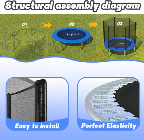 Miniatura 7 de SkyBound Trampolín para exteriores de 6 pies, 12 pies y 14 pies con recinto de red, trampolines recreativos para niños y adultos, patas