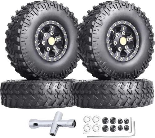 Miniatura 10 de HobbyPark Ruedas y neumáticos Beadlock de latón 1.0 para Traxxas TRX4M Piezas de actualización Axial SCX24 1/24 RC Crawler Reemplazo (paquete de 4)