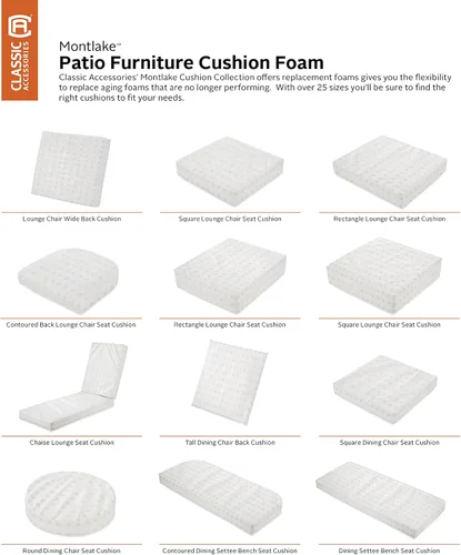 Miniatura 9 de Classic Accessories Cojín de espuma para silla de patio, 19 x 20 x 4 pulgadas