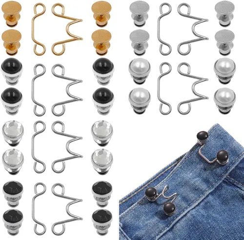 Miniatura 7 de 24 unidades de extensores de hebilla de cintura ajustables, pernos de botón de jean desmontables, no requiere costura, botones de mezclilla