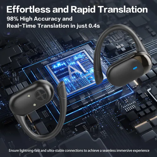 Miniatura 2 de Auriculares de traducción AI en tiempo real, 144 traductores de idiomas auriculares auriculares, traductores de inglés 3 en 1, auriculares