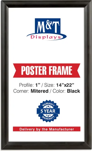 Miniatura 10 de M&T Displays Marco para póster a presión, de 8.5 x 11 pulgadas, color negro, perfil de aluminio de 1 pulgada, carga frontal, montaje en pared, foto