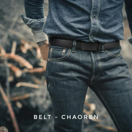 Miniatura 8 de CHAOREN - Cinturón para hombre - Cinturón de trinquete de cuero de 1 3/8 pulgadas para pantalones de vestir - Cinturón micro ajustable que se adapta