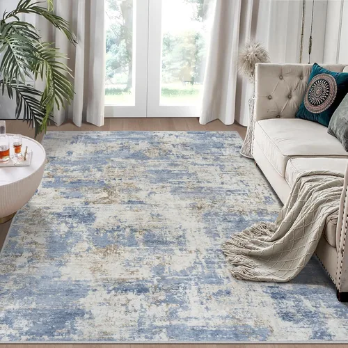 Miniatura 49 de Alfombra lavable de 4 x 6 pies para sala de estar, alfombra grande moderna para comedor y dormitorio, antideslizante, pelo bajo, 4 x 6 pulgadas