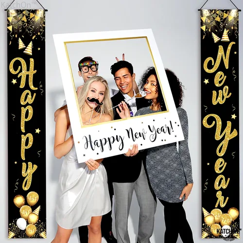 Miniatura 7 de KatchOn, Cartel de feliz año nuevo XtraLarge - 72 x 12 pulgadas Cartel de puerta de feliz año nuevo para decoraciones de Año Nuevo 2026
