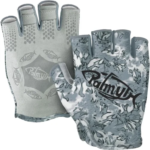 Miniatura 15 de Palmyth Guantes de pesca UV Stubby con protección solar para hombres y mujeres, UPF 50+ SPF para kayak, remo, canoa, remo, conducción Camo Negro