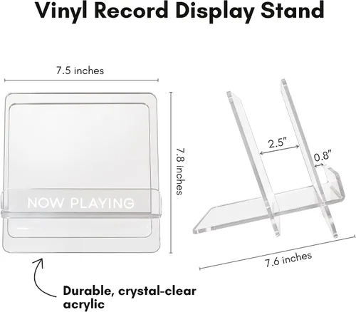 Miniatura 2 de Americanflat Soporte para discos de vinilo de 7.8 x 7.5 pulgadas, acrílico transparente con estante frontal y almacenamiento trasero, capacidad