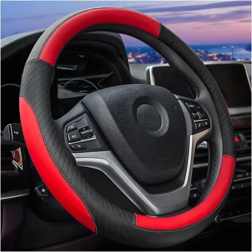 AUCELI Funda para volante de automóvil, 14 1/2-15 pulgadas, antideslizante, transpirable, elástico, protector de volante de automóvil, accesorios