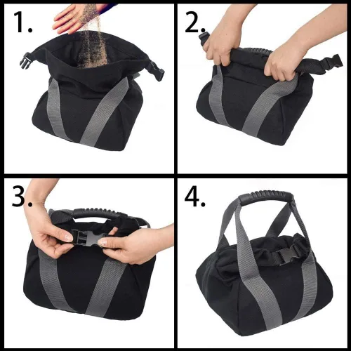 Miniatura 3 de 2 bolsas de arena ajustables para fitness, pesas rusas de lona ajustable y portátil, bolsa de arena suave, mancuernas de levantamiento de pesas