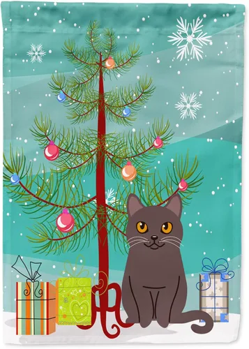 Miniatura 55 de Caroline's Treasures BB4411GF Bandera de jardín con diseño de gato abisinio con texto en inglés "Merry Christmas" para jardín, bandera decorativa