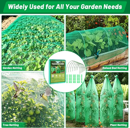 Miniatura 6 de Cludoo Garden Mesh Netting Kit,7 Sets Wide Garden Hoops with 10x30 ft Garden Covers Bird Netting& 12 Clips, Garden Protection for Raised Beds